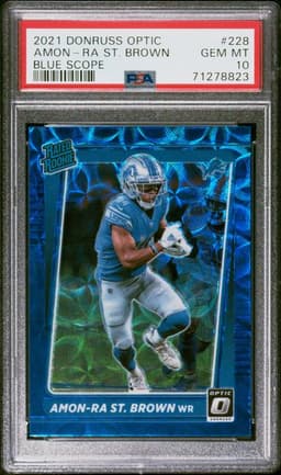 2021 Panini Donruss Optic Amon-Ra St. Brown Blue Scope