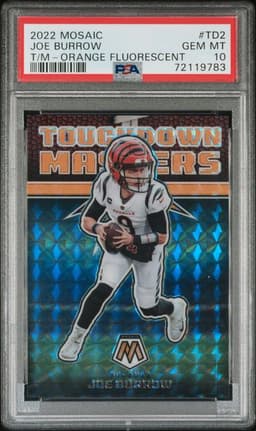 2022 Panini Mosaic Touchdown Masters Joe Burrow Orange Fluorescent