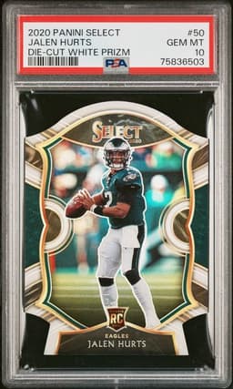 2020 Panini Select Jalen Hurts Die-Cut White Prizm