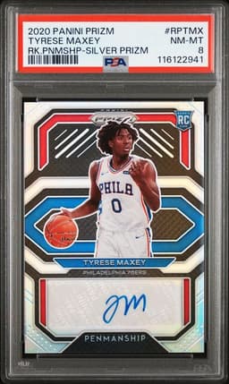 2020 Prizm Tyrese Maxey Rookie Penmanship Auto PSA 8