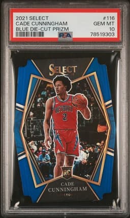 2021 Panini Select Cade Cunningham Blue Die-Cut Prizm #116 PSA 10