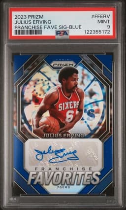 2023 Panini Prizm Franchise Favorites Signatures Fferv Julius Erving Blue PSA 9