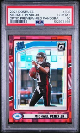 2024 PANINI DONRUSS #308 MICHAEL PENIX JR. OPTIC PREVIEW-RED PANDORA PSA 10