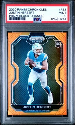 2020 Chronicles Justin Herbert Prizm Black Orange Justin Herbert PSA 9