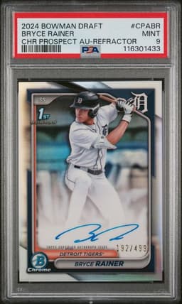 2024 Bowman Draft Bryce Rainer /499  Auto PSA 9