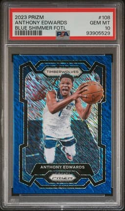 2023 Panini Prizm Anthony Edwards Blue Shimmer Fotl #108 PSA 10